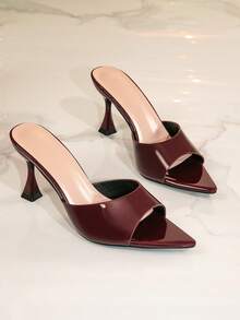 Sexy Patent Leather Burgundy High Heels, Elegant Stiletto Heels Ladies Summer Sandals, Suitable For Banquets, Parties, Daily Commute And Office - Burgundy - View 7