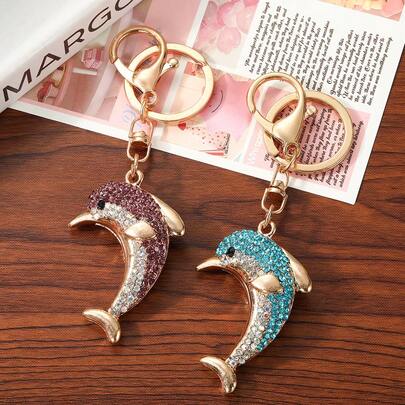 Sparkling Dolphin, Seahorse, Starfish Keychain, Bag Charm, Zinc Alloy Jewelry Accessories, Suitable For Party And Winter