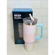 Large 1200ml Capacity, Ideal For Those Who Drink A Lot Of Water. Stainless Steel Material, Keeps The Temperature For Longer. With Straw And Lid, Practical For Drinking Without Spilling. Side Handle, Easy To Carry. Gradient Design In Pastel Colors, Modern And Stylish. Perfect For Work, Gym, Travel And Car. - ROSA CON VERDE nevo - 查看 6