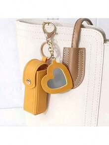 1pc Leather Lipstick Holder With Heart-Shaped Mirror, Women Makeup Keychain.Heart-Shaped Mirror Decor Red Packet, Multi-Color Women Makeup Bag, Heart-Shaped Bag Decor Fashion Keychain Pendant, Wallet, Handbag, Bag Accessories, Cosmetic Bag, Cosmetic Bag, Cosmetic Bag, Cosmetic Bag, Cosmetic Storage Bag, Travel, Cosmetic Pouch, Bag, Vanity, Cosmetic Pouch, Travel Essentials, Cosmetic Bag, Travel Essentials, Vanity Accessories, Small Cosmetic Bag, Cosmetic Pouch - Nhiều màu - Xem 4