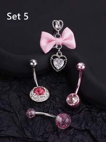 1-4 chiếc khuyên rốn Fairycore hình nơ hồng dễ thương kiểu Y2K đính đá hình trái tim, trang sức rốn, khuyên rốn hình rùa hồng, khuyên rốn hình nơ, khuyên rốn treo, khuyên rốn hình trái tim bằng thép không gỉ hình sao biển, khuyên rốn acrylic, quà tặng cho phụ nữ và bé gái, đeo hàng ngày, quà Giáng sinh và Halloween. - Màu Hồng Tươi - Xem 10