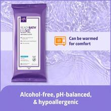 ReadyBath LUXE Extra Thick Adult Bath Wipes, 192 Wipes 8 Wipes, 24 Packs, Unscented, No Rinse Formula With Aloe, Shower Wipes For Sensitive Skin, Hypoallergenic Body Wash Wipes, 8 X 8 Inch - B00839TOCU - 查看 7