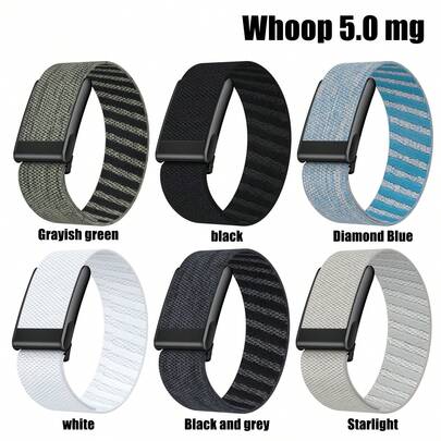 1条 Whop 5.0/MG 弹性尼龙腕带 - 兼容 5.0/MG，不兼容 4.0，多功能，舒适，健身配件，适合跑步、睡眠、运动