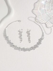 3pcs Women's Jewelry Set: Necklace, Earrings, Elegant And Sophisticated For Party, Bride, Wedding - Black - View 9