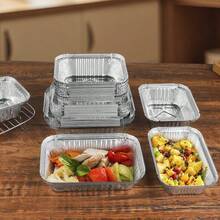 20 件装多尺寸多款式铝箔外卖托盘，带塑料或纸质盖子的一次性食品容器，用于食品储存 - 铝箔盘非常适合烘焙、加热、储存、备餐
