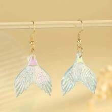 闪耀美人鱼尾耳环，优雅迷人，适合日常佩戴、度假、海滩度假、节日、母亲节礼物，四季皆宜 - 彩色 - 查看 2