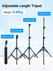 TOKQI 110厘米三脚架，带360°旋转手机支架，落地式支架，适用于专业摄影摄像工作室环形灯、摄影灯、智能手机、小型相机 - 黑色 - 查看 11