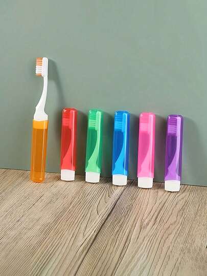 6pcs Foldable Travel Toothbrush Set With Case, Medium Hardness Nylon Bristles, Odorless, Suitable For Men And Women, Manual Toothbrush Set, Portable, Suitable For Travel, Camping, School And Home Use, Bathroom Accessories, Travel Essentials (6/3/1pc Options)