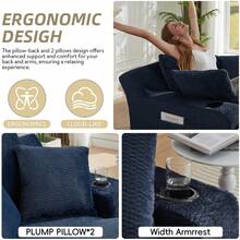 Oversized Chaise Lounge Chair - Upholstered Couch Cloud Boneless Chair,Deep Seat Sleeper Sofa With Cup Holders And Side Pockets,Comfy Reading Chair For Living Room - 寶藍色 - 查看 5