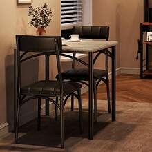 Juego de Comedor para 2 Personas con Mesa Cuadrada y 2 Sillas Acolchadas Mueble Compacto para Cocina Departamento y Estudio - Gris - Ver 7