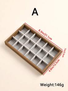 1pc~4pcs High Quality Stackable Velvet Jewelry Trays - Lint Free - Durable - Stackable Fine Jewelry Trays/Racks, Jewelry Drawer Insert Container Display Boxes To Hold Earrings, Rings, Necklaces And Other Jewelry - Organize Your Jewelry Stylishly (Beige/Gray) - Walnut Wood Two-tone - View 18