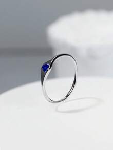 1pc S925 Sterling Silver Simulated Moissanite Ring, Elegant & Fashionable, High Value, Suitable For Weddings, Parties, Ideal High-Quality Gift, Mother's Day Gift - Silver - View 1