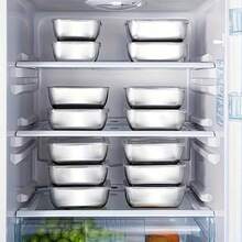 6 recipientes inox herméticos y apilables. Tapas antifugas. Aptos para refri, congelador, horno y lavavajillas. 2 tamaños: 13.5*10.5*5.5 cm y 25*19.5*5.5 cm. Para sobras y meal prep. - Plateado - Ver 10