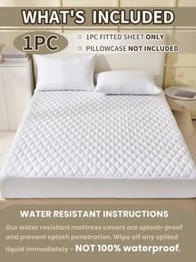 1件绗缝床笠，床上用品，床垫保护套，床罩，白色菱形床罩，床单，舒适家纺，透气防起球床垫保护套，卧室装饰，装饰床罩，适用于卧室宿舍，适合所有尺寸的床 - 单人床、双人床、大号床、特大号床，四季皆宜，可机洗，不含枕头和枕套，房间装饰 - 白色 - 查看 2