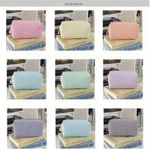 大容量拉链化妆包，泡泡雪纺刺绣条纹洗漱包，旅行化妆品收纳包，沙滩必备，女士美容学习用品 - 彩色 - 查看 3