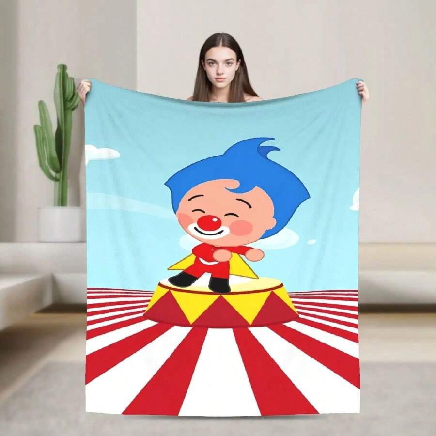 Cute Cartoon P-Plim Blanket Kids Adults Flannel Throw Blanket For Living Room Warm Custom Quality Bedspread Gift(1).Jpg - trắng - Xem 1