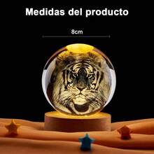 Luz nocturna de decoración de escritorio de 1 pieza, luz nocturna de bola de cristal brillante, Adecuado como regalo para madres, esposas, novias; también adecuado para la decoración del hogar y la oficina, regalos de cumpleaños y regalos de vacaciones. - transparente - Ver 2