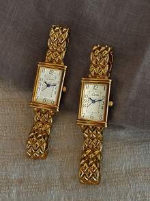 1款全新金色法式高端轻奢时尚简约表盘防水女表，不锈钢表带，优雅精致休闲风格石英表，适合日常生活和外出聚会佩戴，可作为腕间饰品或生日礼物。 - 金色 - 查看 2