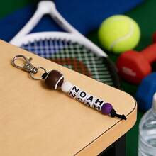1pc Personalized Custom English Name/Letter - Soccer, Basketball, Baseball Beads - Lobster Clasp - Birthday, Anniversary, Valentine's Day Gift, Suitable For Him/Her Or Parents - Ball Keychain - View 17