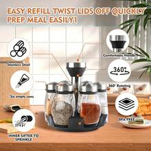 Revolving Spice Rack Organizer Storage For Kitchen, Spice Stand Holder, Spinning Countertop Herb And Spice Rack Organizer With 6/12 Glass Jar Bottles Set - màu đen - Xem 2