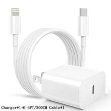 30W墙式充电器适配器，配备3.3英尺/6.6英尺USB-C转Lightning数据线，快速充电电源适配器，兼容 14/13/12/11 Pro Max Plus，便携式充电套装 - 美規A型插(110-127V) - 查看 11