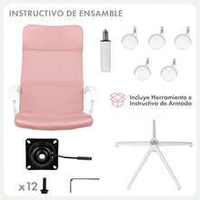 MAGMALIFE Silla de Oficina Stilla Ergonómica con Reposacabezas Respaldo de Malla Transpirable Altura e Inclinación Ajustables Reposabrazos Abatibles y Ruedas 360° Silenciosas Soporta 150kg Rosa - Rosa - Ver 7