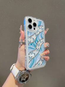 1pc Creative Asymmetrical Wave Patchwork Butterfly Pattern Painted Transparent Airbag Anti-Drop Phone Case Suitable Compatible With Samsung/Apple XS/XS Max/XR/11/12/13/14/14 Plus/15/15 Plus/16/16 Plus/7/8 Plus/17/17 Pro And Other Phone Models - Multicolor - View 3