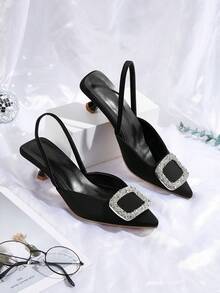 女士尖头高跟鞋，秋冬新款 - 黑色 - 查看 1