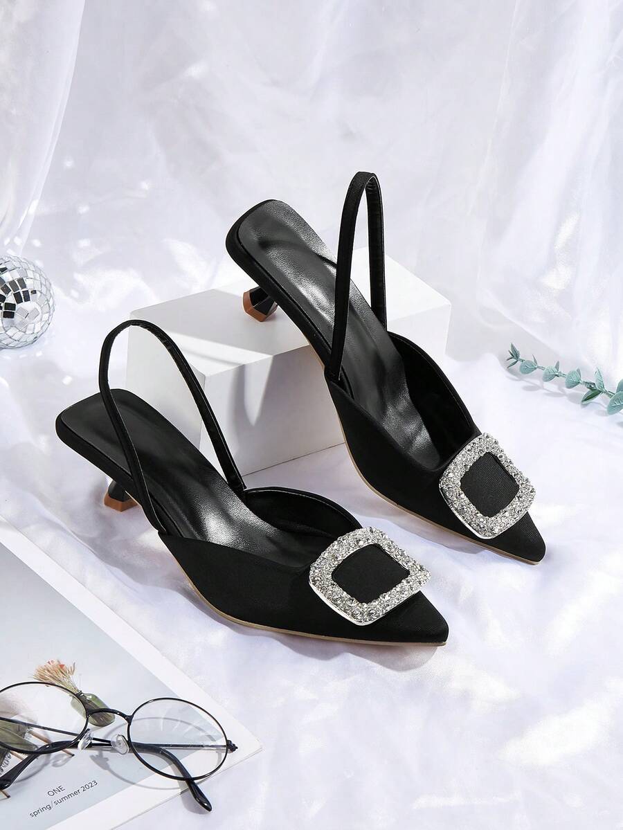 女士尖头高跟鞋，秋冬新款 - 黑色 - 查看 1