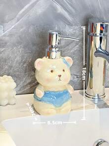 1pc Ceramic Bear Shaped Soap/Lotion Dispenser Pump Bottle, Suitable For Home Bathroom, Pressing Liquid Soap Dispenser, Made Of High-Quality Ceramic - Multicolor - View 11