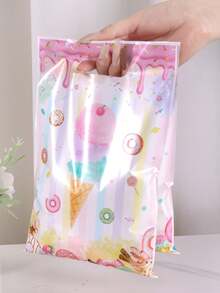10/20/50个装甜甜圈主题礼品袋 - 带提手的甜美塑料礼品袋，生日派对用品，春夏礼品包装，婚礼礼品包装袋，新娘送礼会礼品袋 - 彩色 - 查看 5