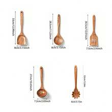 10件套木制烹饪工具套装，木制厨房用具，带收纳盒，坚固耐用，轻便耐热，厨房烘焙用品配件 - 棕色 - 查看 15