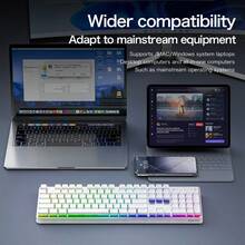 Tri-Mode Ergonomic Keyboard | 102-Key Compact 26-Keys Rollover | RGB Backlit 4000mAh Battery For Office & Gaming - Multicolor - View 2