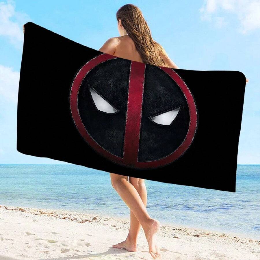 D-Deadpool Beach Towel Cartoon Cute Summer S Large Bath Pool Beach Towel Microfiber Absorbent For Swimming Travel(2).Jpg - 白色 - 查看 1