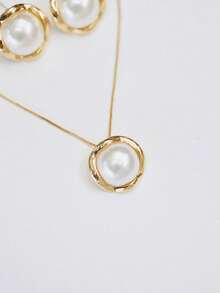 Pearl Necklace And Earring Set / Minimalist Kit / Jewelry Kit / Necklace And Earrings - Gold - View 3