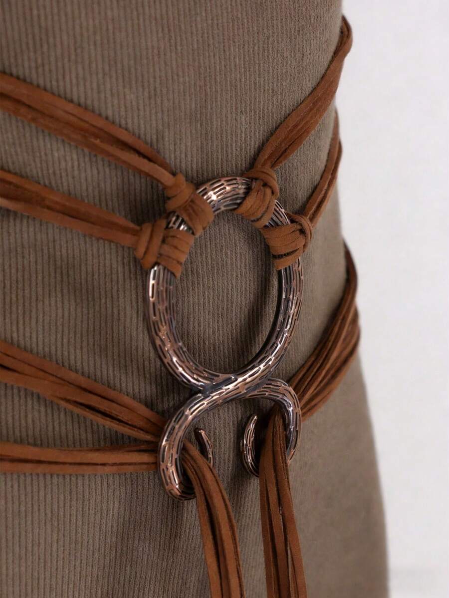 1pc Plus Size Knotted Rope Belt, Suitable For Women, Nordic Witch Waist Chain, Troll Diagonal Waist Belt, Shaman Pagan Viking Accessory, Bohemian Renaissance Market Waist Rope, DIY Waist Rope - A - View 1