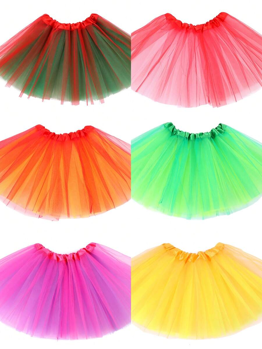 1pc Solid Color Vintage Polyester (Polyester) Tutu Skirt, Suitable For All Seasons, One-Time Performance Skirt, Practice Skirt, 30cm For Teenagers, 40cm For Adults, Costume Party Skirt, Mesh Skirt, Masquerade Ball Dress - A - View 1