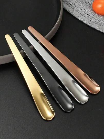 4pcs/1pc Stainless Steel Coffee Spoon/Titanium Plated Ice Cream Spoon, Creative Design, Back To School Supplies, Autumn Decor, Home Essentials For Back To School, Autumn Must-Have