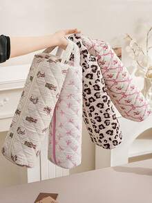 1 pieza Bolsa de almacenamiento acolchada y estampada de gran capacidad para secador de pelo, puede contener secador de pelo, rizador, pinzas para el cabello, plancha y otras herramientas de peinado, adecuada para viajes, hogar, almacenamiento de cosméticos, gran regalo para Año Nuevo, Día de San Valentín, damas de honor - Multicolor - Ver 8