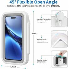 Giá đỡ điện thoại chống sốc, chống nước, xoay 480 độ, đế hút chân không độ nhạy cao giúp dễ dàng di chuyển, giá đỡ điện thoại gắn trên ốp lưng, thích hợp cho bồn tắm, nhà bếp và gương, phù hợp với mọi điện thoại từ 4-7 inch, quà tặng Valentine cho nam giới. - Mặc định - Xem 7