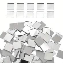 250片0.79英寸方形自粘镜面装饰片 - 銀色 - 查看 2