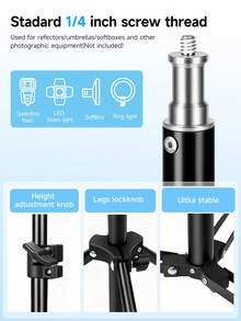 TOKQI 110厘米三脚架，带360°旋转手机支架，落地式支架，适用于专业摄影摄像工作室环形灯、摄影灯、智能手机、小型相机 - 黑色 - 查看 5