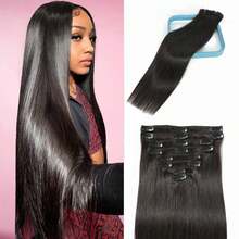 Clip In Hair Extensions Real Human Hair 18 Inch 120g 1B Natural Black Clip In Brazilian Remy Human Hair Extensions 8pcs Per Set With 18 Clips - Natural Black - View 2