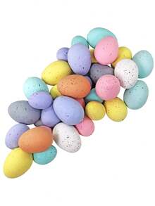 48个仿泡沫斑点彩蛋 - 装饰性彩色复活节彩蛋，适用于DIY复活节花环、餐桌摆件、碗篮填充物、派对礼品、礼物、春季装饰、家居装饰、婚礼装饰、桌面装饰、经典复活节彩蛋装饰 - 彩色 - 查看 1