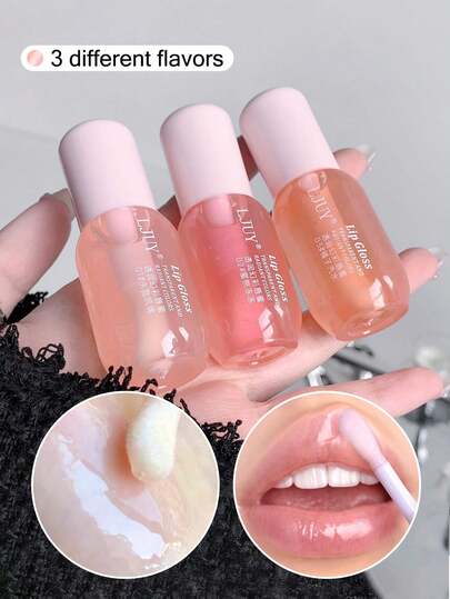 保湿唇油，水润透明唇彩，不粘腻滋养唇部护理，高光泽，唇彩套装，彩妆，适合女性/女孩，冬季必备，Y2K时尚派对，生日，圣诞礼物，冬季，粉色