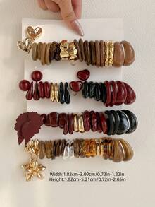 1-10 Pairs Random Water Drop & Heart Shaped Retro Y2K Acrylic Exaggerated Fashion Earrings Set, Blind Box Combination, Gift For Women, Mother's Day, Valentine's Day, Christmas, New Year, Daily Wear - Multicolor - View 6