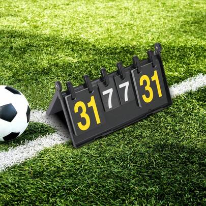 Tabletop Sports Scoreboard, 4-Digit Flip Score Keeper With ABS Frame. Portable Scoreboard For Basketball, Tennis, Volleyball. Indoor Outdoor Scoreboard With Large Numbers. Tabletop Score Keeper For School Games. 15.3 Inch Sports Scoreboard