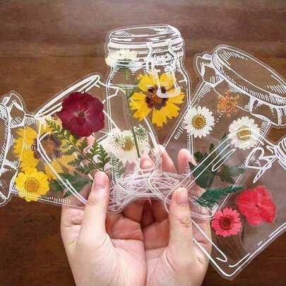 100pcs Transparent Bookmarks With Dried Flower Petals, Dried Flower Bookmark Set (Excluding Dried Flowers), Suitable For Outdoor DIY Bookmarks, Handmade Bookmarks, Books And Gifts. Collect Floral Print Games With Friends, Classmates And Partners In Spring, Summer And Autumn