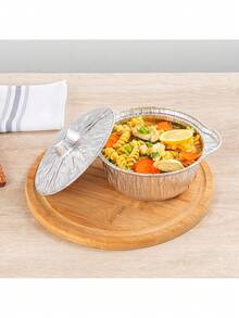 -Foil Lux - Sartenes y tapas de 34 onzas, 10 ollas desechables con tapas, listas para horno, compatibles con estufas, sartenes de aluminio para hornear, congelables, para acampar al aire,40807826 - Multicolor - Ver 5