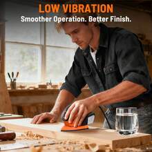 DOVAMAN Detail Sander, 1.1Amp Electric Sander W/Micro-Filter Dust Box, Aluminum Fan Blade, Copper Motor, Max No-Load Speed 12,000 RPM, 12PCS(80P/180P) Sanderpapers For Wood, Plastic, Metal - US A Type Plug(110-127V) - View 4